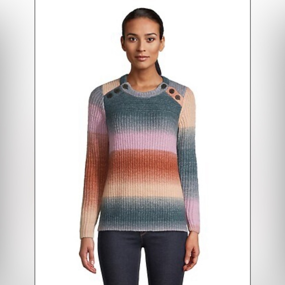 Madewell Poconos Space-Dye Button-Shoulder Sweater - Size XXS